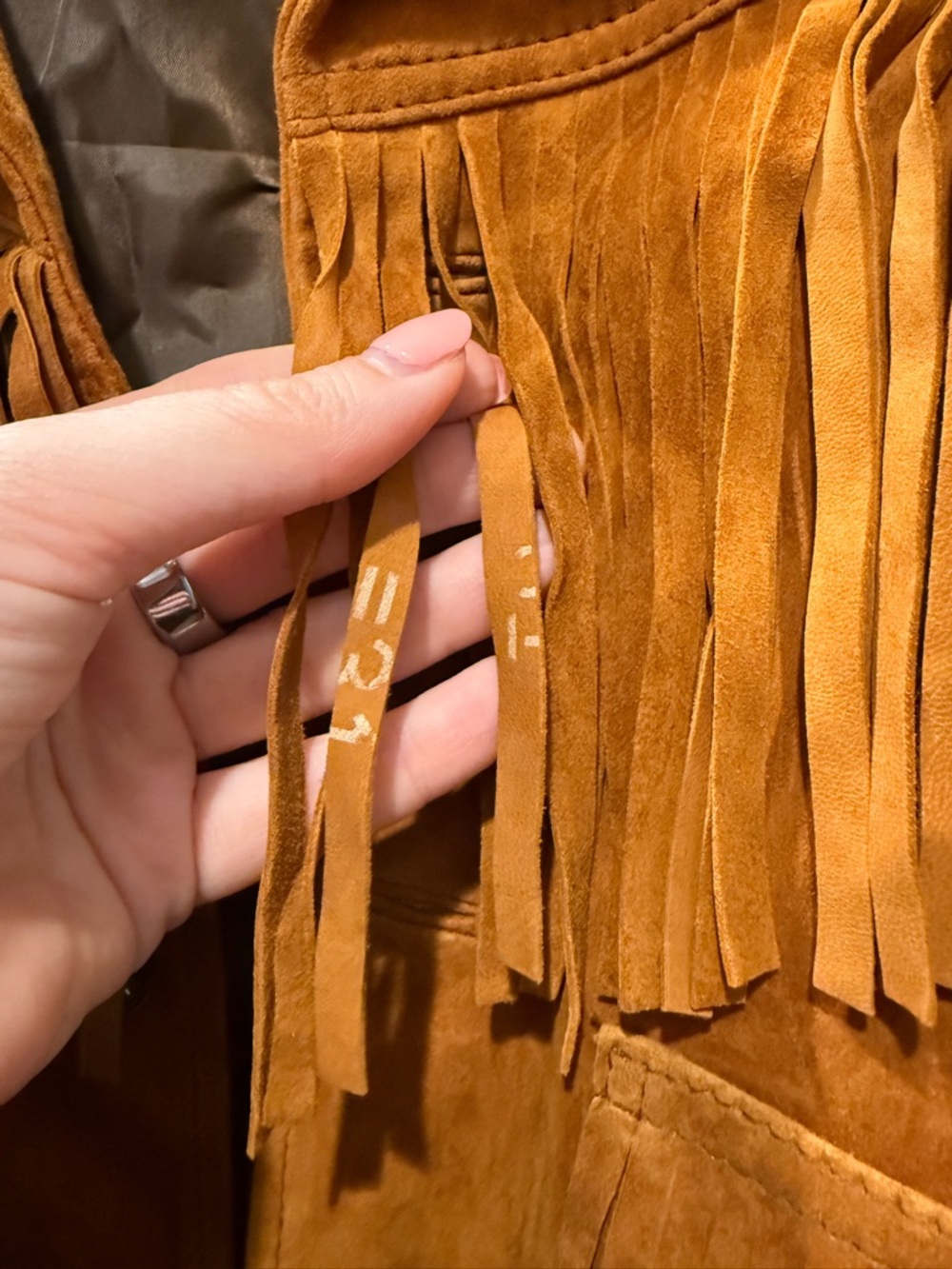 Fringe Suede Jacket in Cognac Brown - Women's Outerwear - Picture 5 of 14